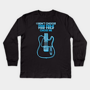 I Didn't Choose The Tele T-Style Guitar Body Outline Kids Long Sleeve T-Shirt